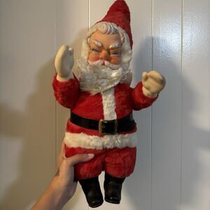Vintage 1950's Rubber Face Santa Claus Plush Christmas Figure